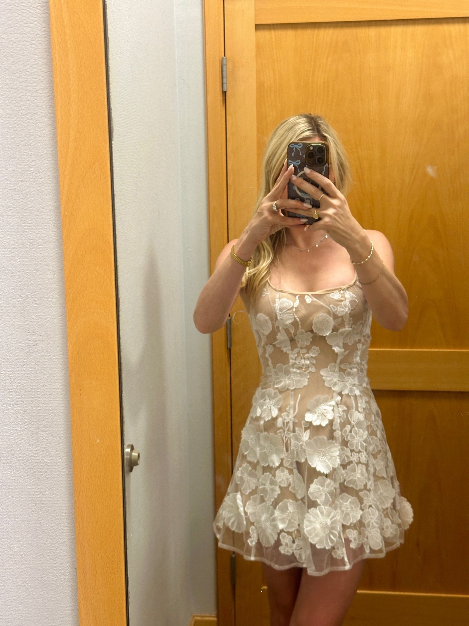 Bridal dress for an event and it is under $100! A lot of the ones of nice websites that are $300+ have this same 3d floral look with tan backing so it’s definitely trendy. I am wearing size small for reference!  #bridaldress #springdress #ltkunder100

#LTKWedding #LTKootd #LTKdayinmylife