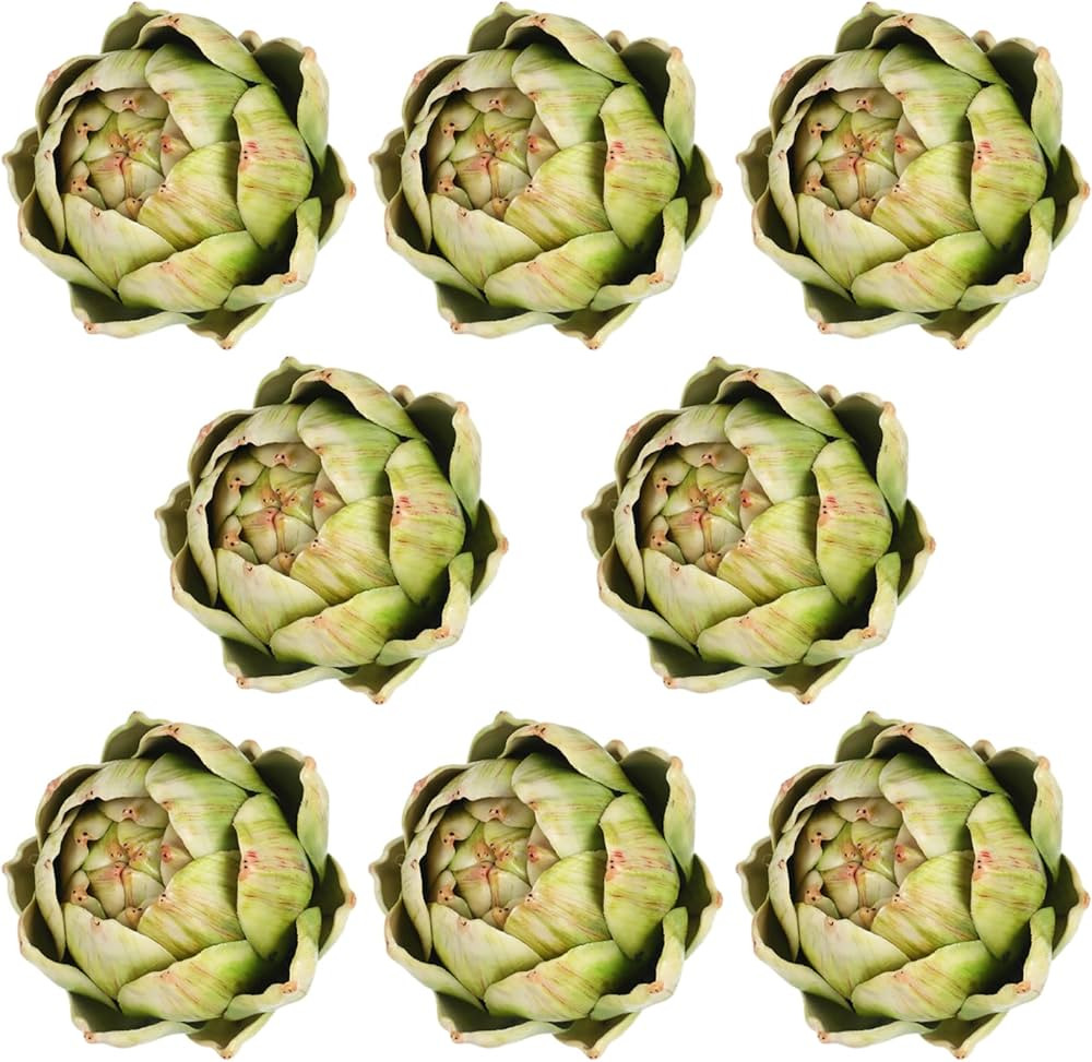 Timgle 8 Pcs Green Artificial Artichokes Fake Vegetables and Fruits for Summer Kitchen Wedding Bo... | Amazon (US)