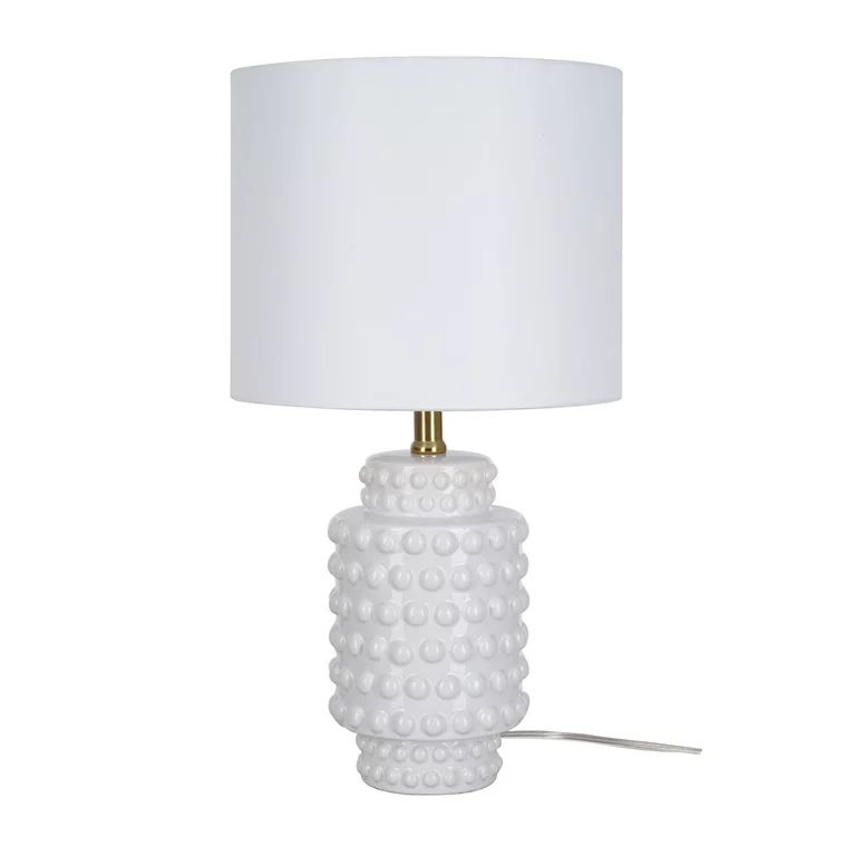 My Texas House 21" Hob-Nail Ceramic Table Lamp, Brass Accents, White Finish | Walmart (US)