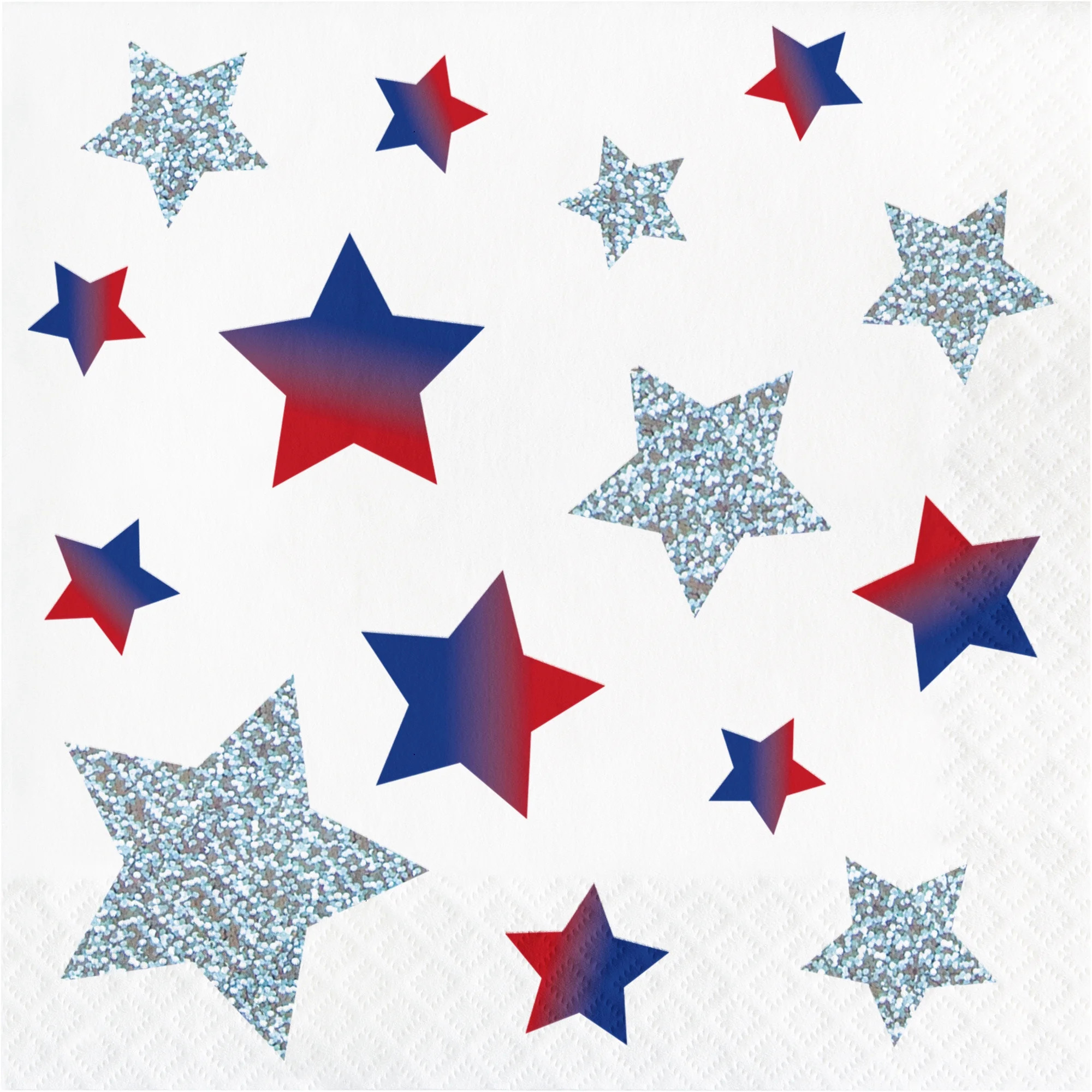 Way to Celebrate Patriotic Prismatic Foil Stars Paper Lunch Napkins 18 ct - Walmart.com | Walmart (US)