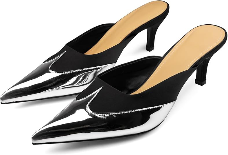 Womens Slingback Kitten Heels Pointed Closed Toe Heeled Mules Slip On Backless Wedding Dress Pump... | Amazon (US)