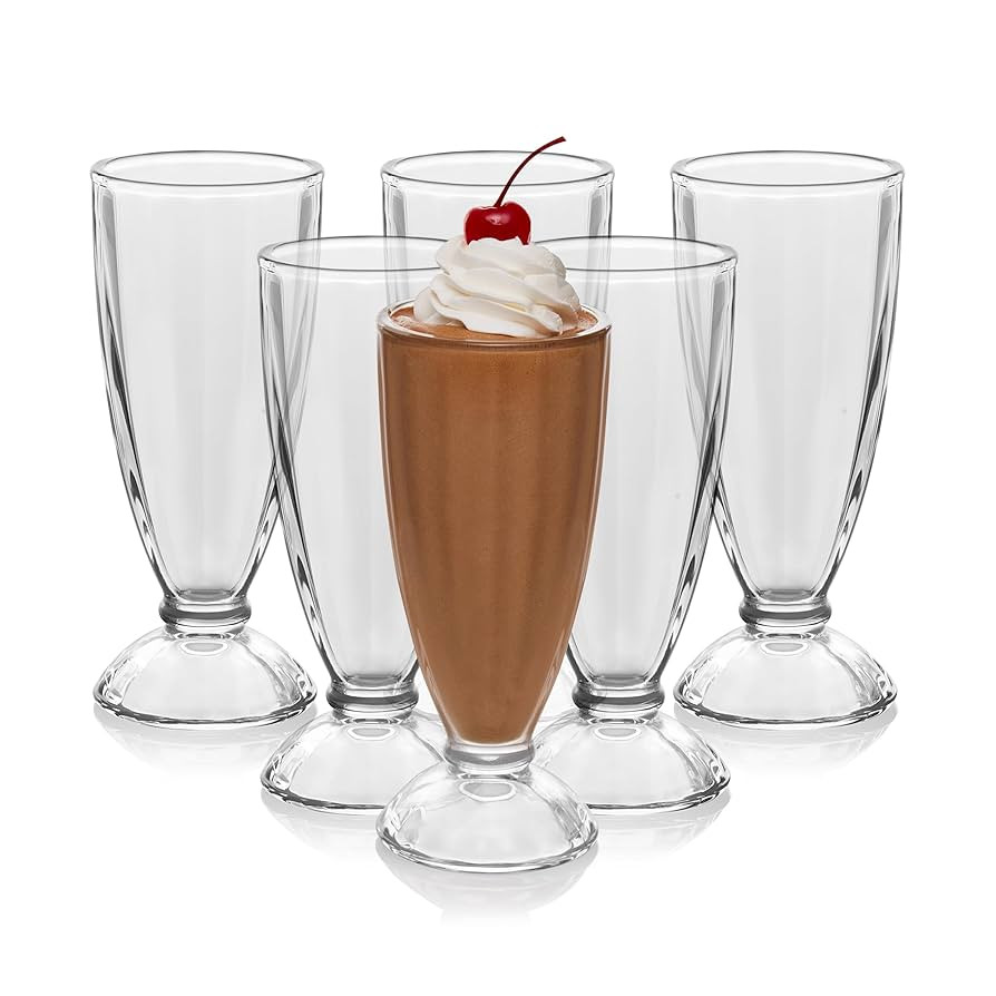 Libbey Fountain Shoppe Milkshake Glasses - Classic Old Fashioned Rootbeer Float Glasses Set of 6 ... | Amazon (US)