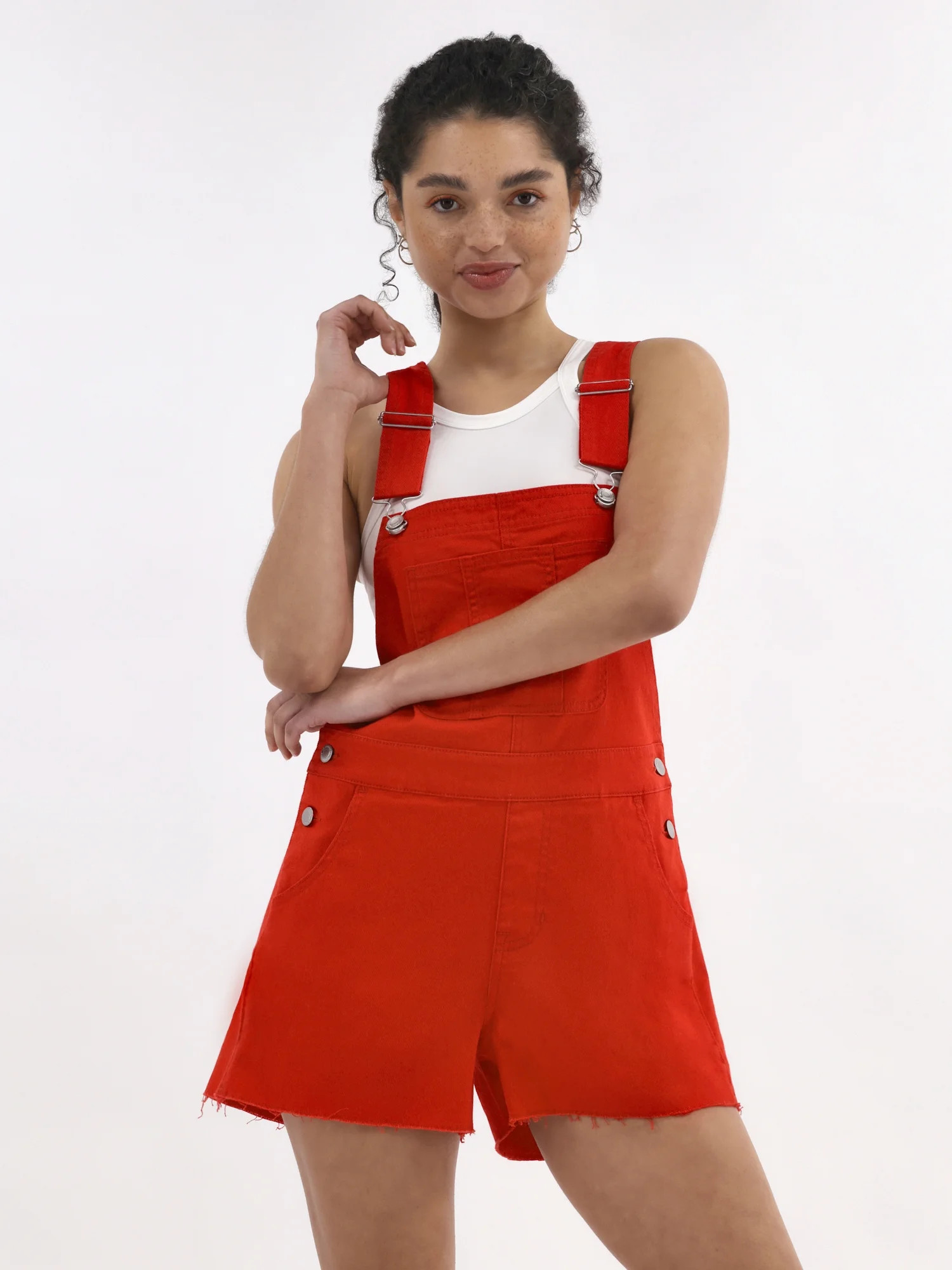 No Boundaries Denim Shortalls, 3" Inseam, Women's | Walmart (US)