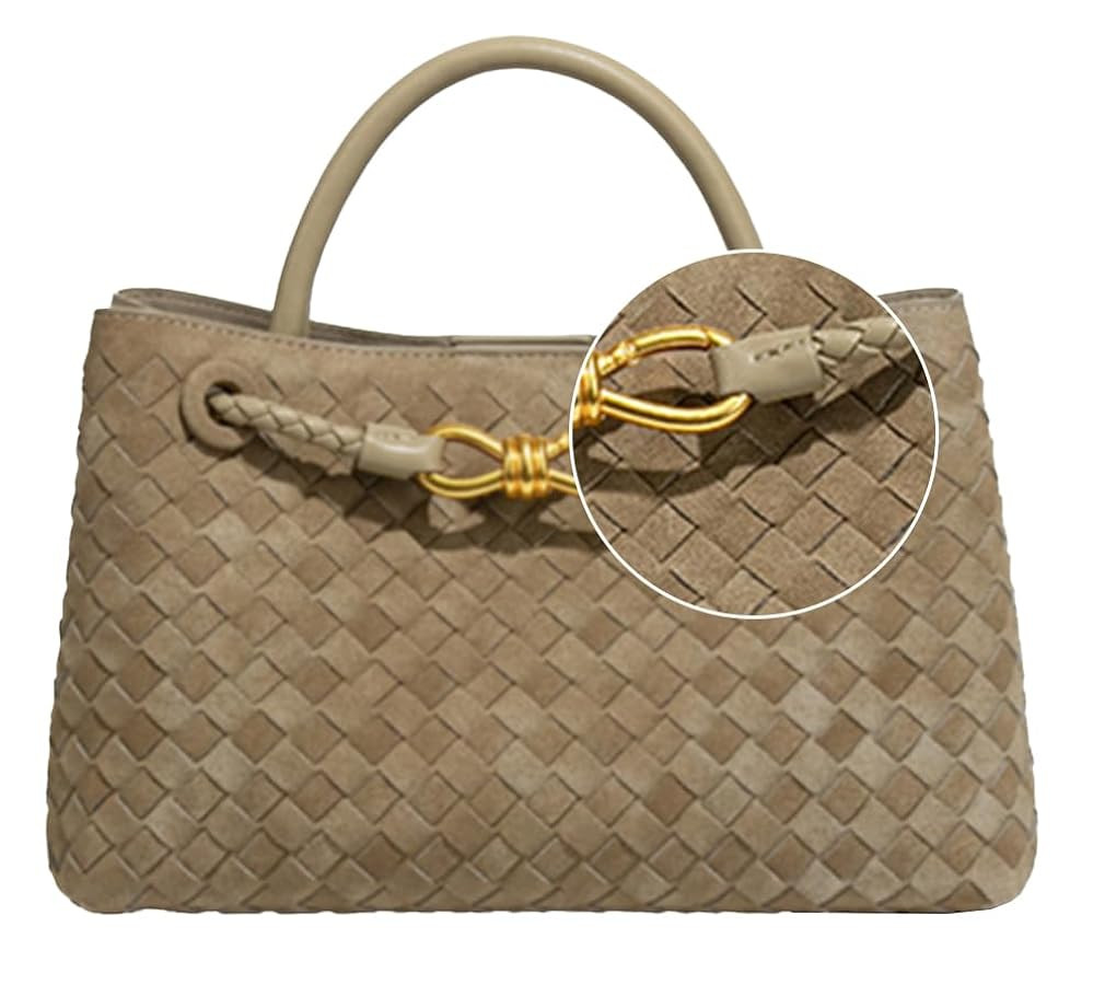 Suede Woven Tote Bag for Women Retro Woven Bag Handbag Bow Shoulder Satchel Suede Crossbody Purse... | Amazon (US)