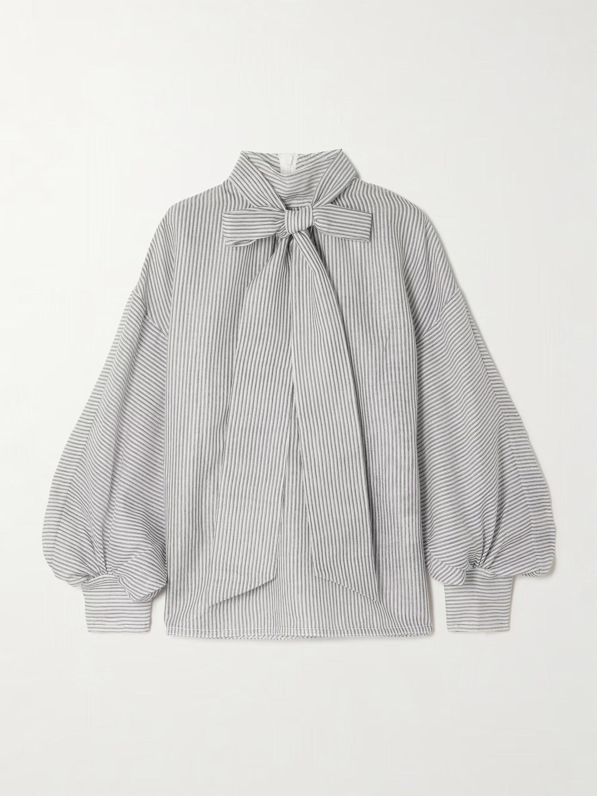 Pussy-bow striped cotton and silk-blend blouse | NET-A-PORTER (UK & EU)