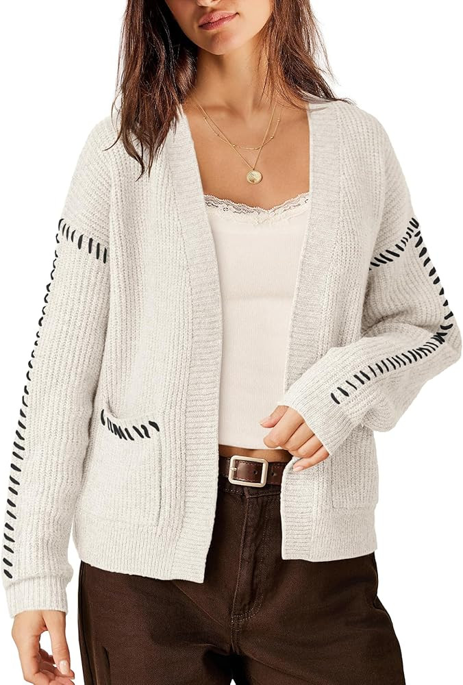 Yanekop Womens Chunky Cardigan Sweaters Oversized Open Front Cardigan Casual Cable Knit Sweater T... | Amazon (US)