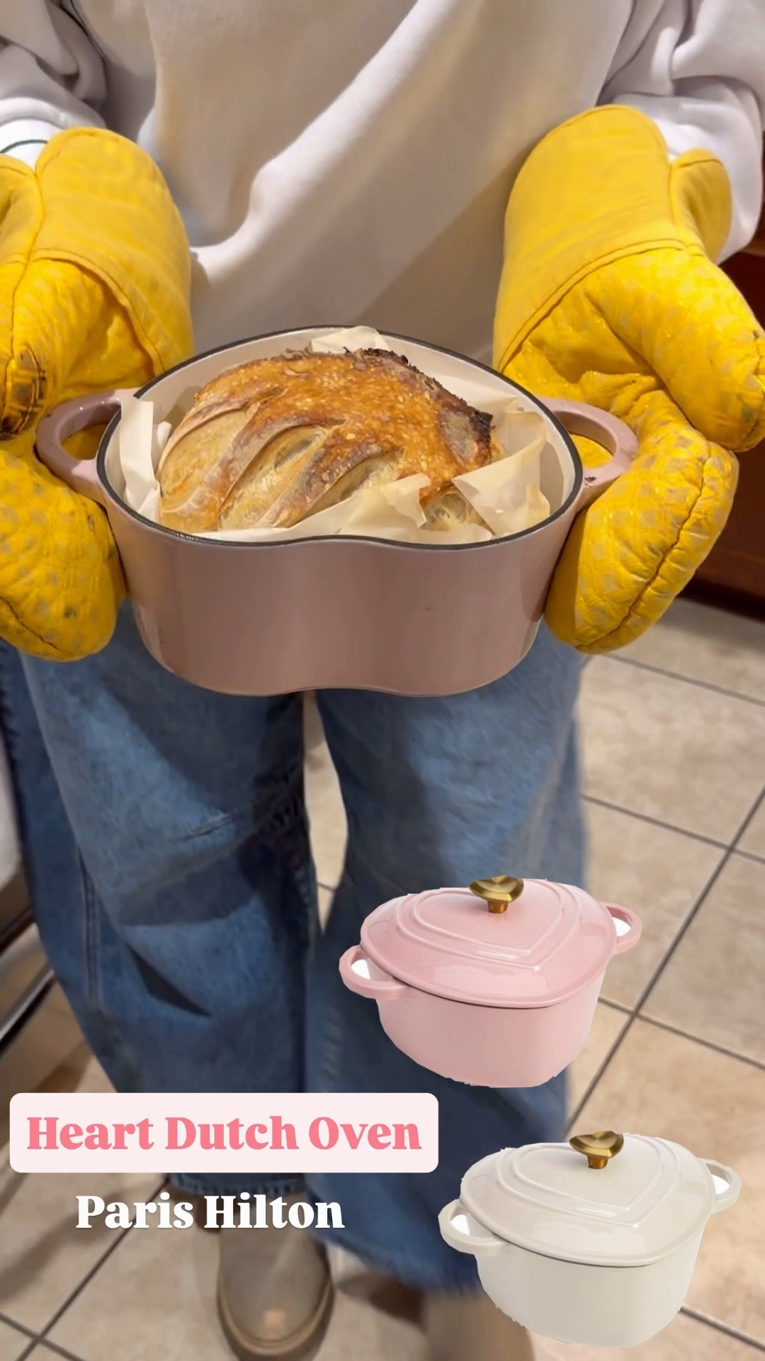 That’s hot♡ 
Can you tell by my face how excited I was to cook my first sourdough loaf in this?? 
Time & time after I’m still as impressed using this pot!

Paris Hilton Enameled Cast Iron Dutch Oven Heart-Shaped Pot 💗
• Pink or cream colors available 
• Comes in 2 sizes
• Oven safe up to 500 degrees
• Also comes in a heart shaped nonstick bundt cake pan & 4.6 quart aluminum pot that’s currently on sale (tagged as well)
• Perfect for Valentines Day meals, sides, or heart shaped bread 🫶🏼

#DutchOven #Sourdough #SourdoughBread #ValentinesDay #ValentinesDayDecor #HeartShaped  #CastIron #Kitchen #Baking #Bundt #PinkKitchen #PinkCookware #ParisHilton

#LTKfoodie #LTKHome