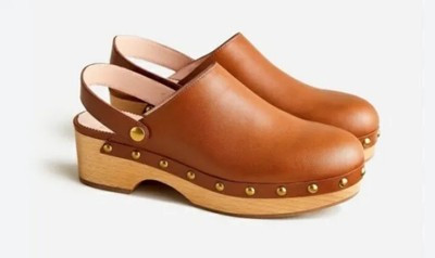 **ASO Duchess Sussex **J.CREW Size 8.5 Convertible Leather Clogs in Rich Oak NIB  | eBay | eBay US