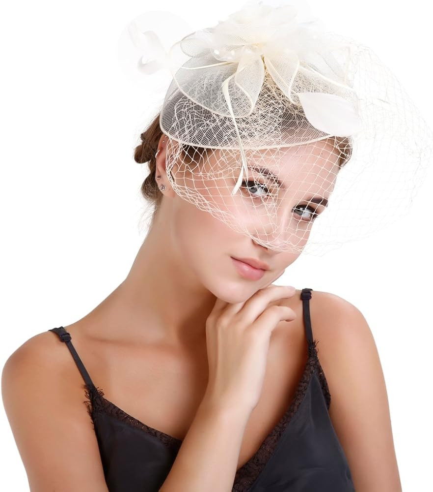 HNBQMX Fascinator Hat 20s Pillbox Hat Cocktail Tea Party Hat Kentucky Derby Wedding Headwear for ... | Amazon (US)