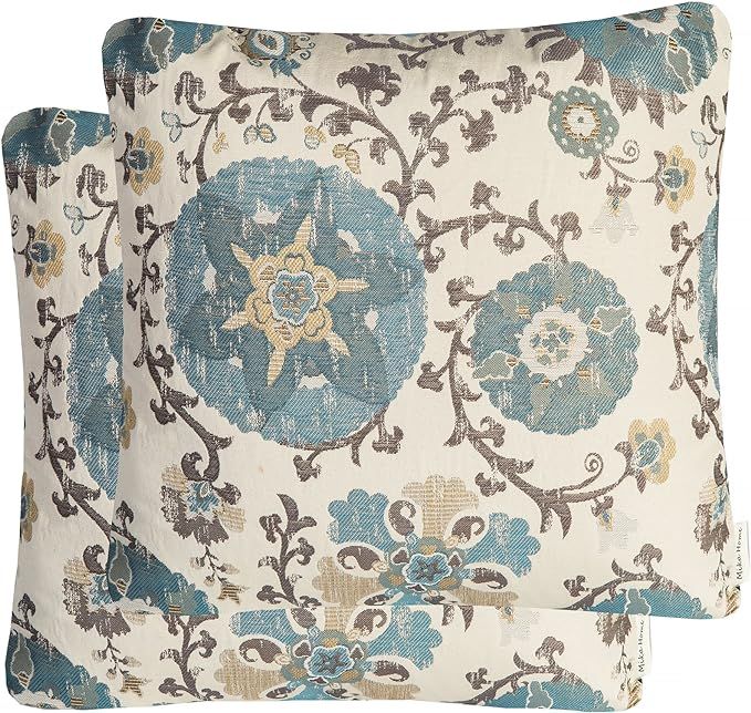 Pack of 2 Jacquard Circle Floral Throw Pillow Case Decorative Pillow Cover for 22X22 Inserts Crea... | Amazon (US)