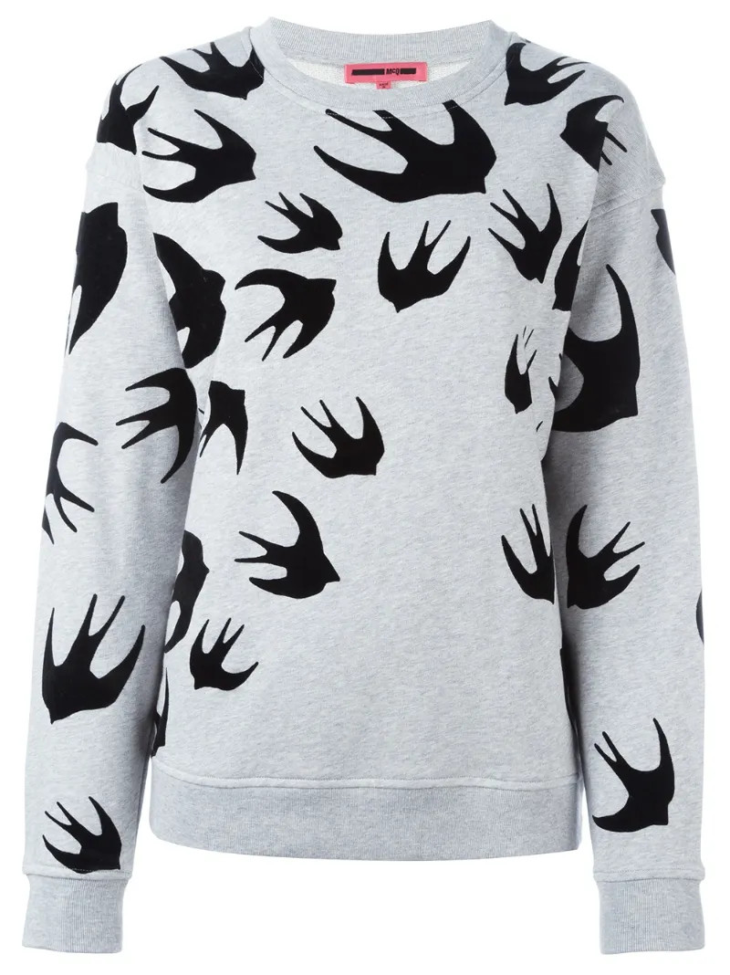 McQ Alexander McQueen - 'Swallow' sweatshirt - women - Cotton/Polyester - XL, Grey | FarFetch Global