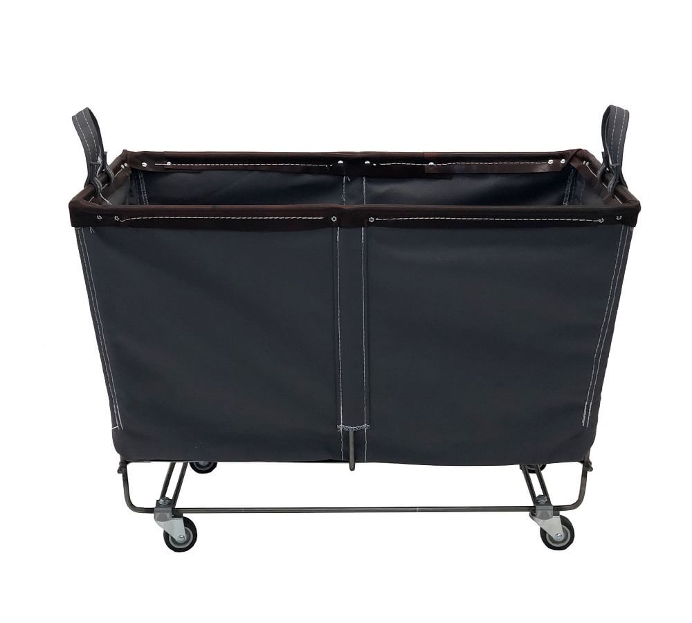 Extra Large Rectangle Canvas Laundry Basket with Wheels, Charcoal/Brown | Pottery Barn (US)