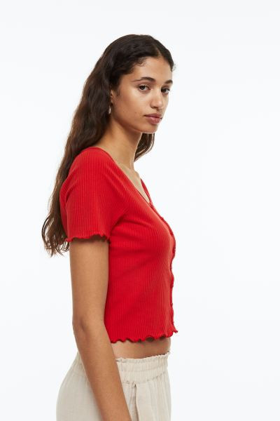 Button-front Ribbed Top | H&M (US + CA)