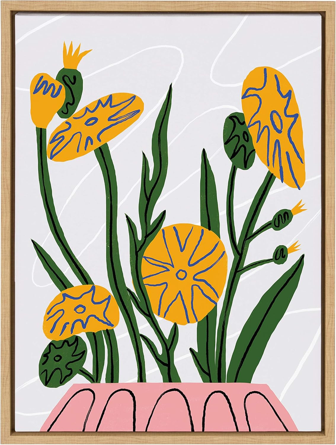 Kate and Laurel Sylvie MV Potted Plants Framed Canvas Wall Art by Marcello Velho, 18x24 Natural, ... | Amazon (US)