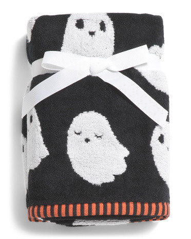 2Pk Happy Ghost Jacquard Zero Twist Hand Towels, Cotton | TJ Maxx