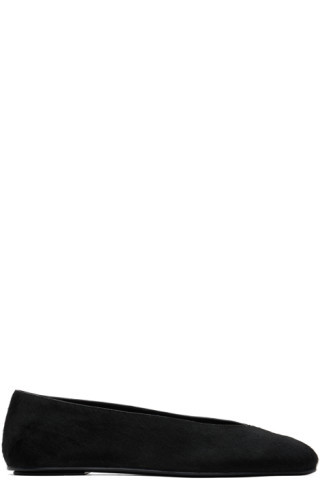 The Row - Black Eva Two Ballerina Flats | SSENSE