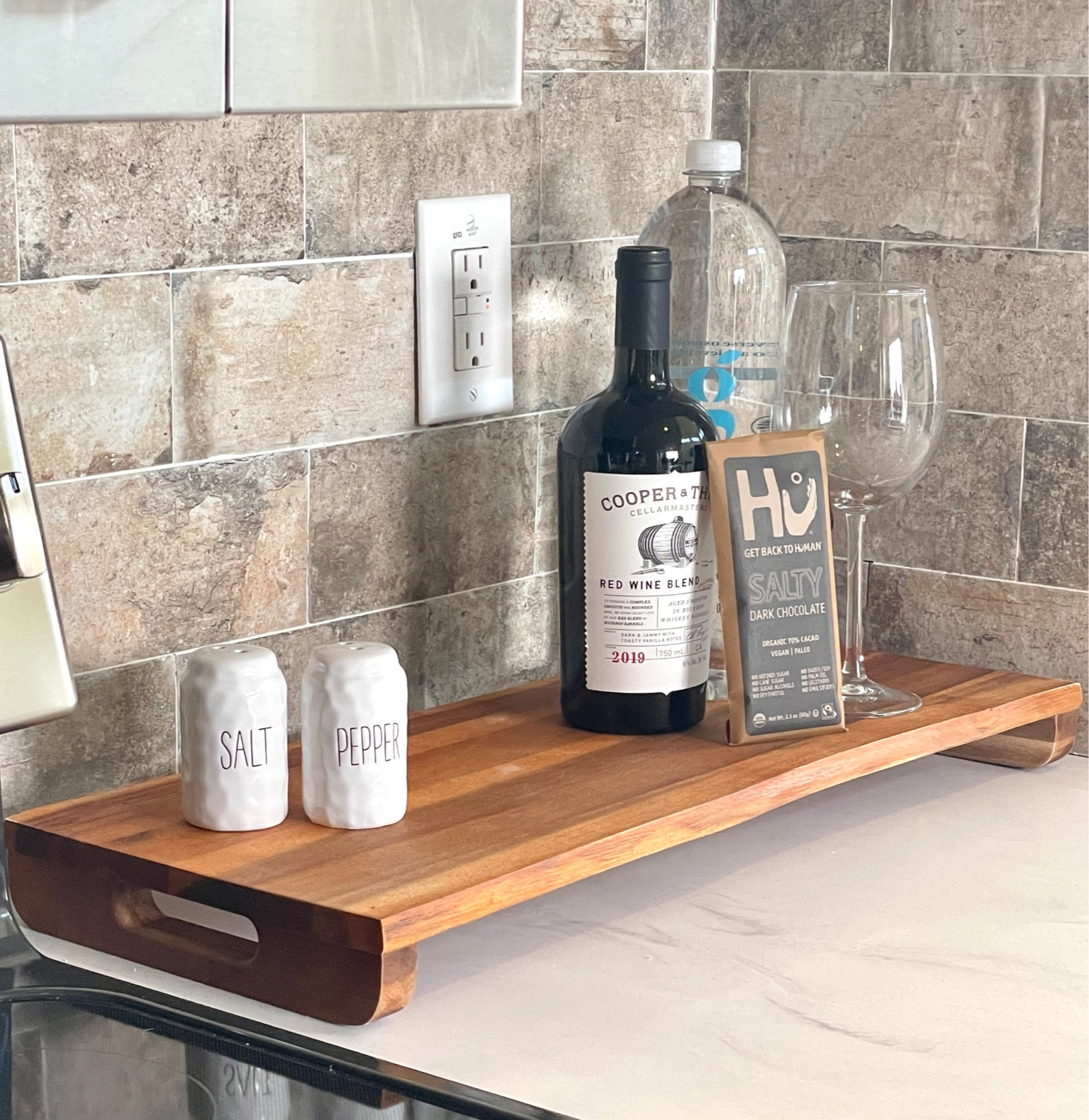 #kitchen #kitchendecor #woodentray #woodenplatter #woodenservingtray #raedunn #raedunnsaltpeppershakers #rustichome #kitchencounter #counterdisplay #wineglasses #hostessgift #housewarming

#LTKhome #LTKGiftGuide #LTKFind