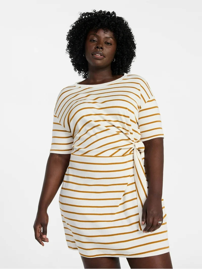 Terra & Sky Women’s Plus Front Twist Dress with Short Sleeve, Size 0X-5X | Walmart (US)