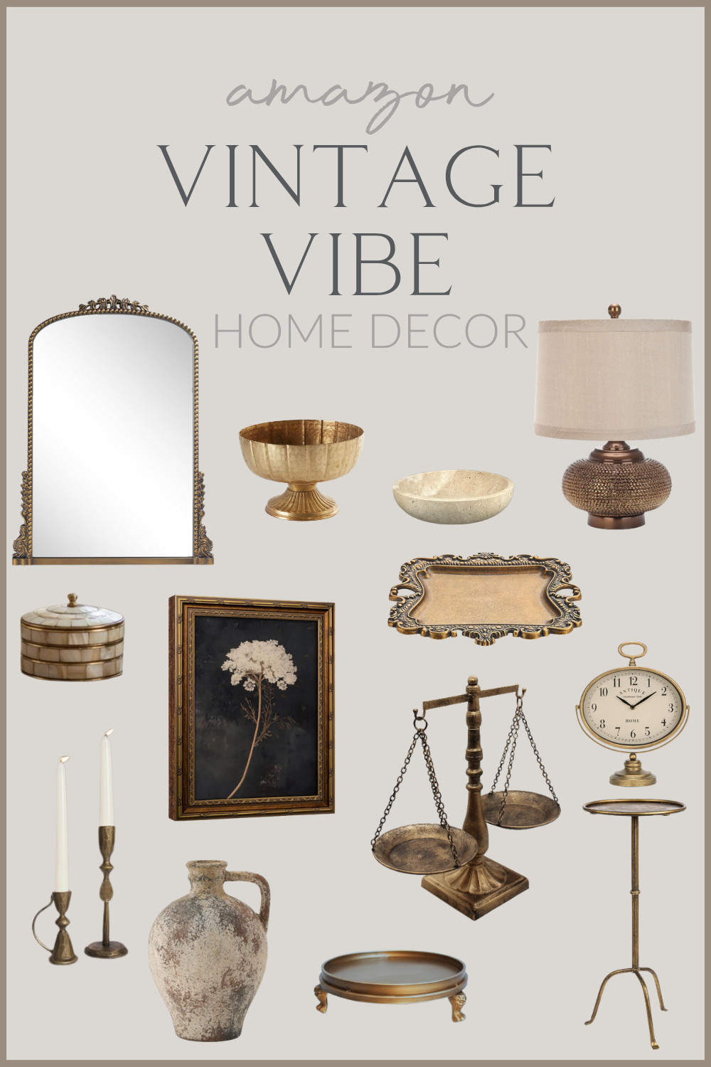 Vintage-inspired home decor from Amazon that brings timeless character and charm to your home. Featuring antique-look mirrors, aged brass accents, classic artwork, decorative vessels, and old-world accessories, these pieces create a collected, curated look without the need to source true antiques. Save for vintage decorating ideas, traditional home decor inspiration, cozy living room styling, and timeless home accessories. 

 #LTKHome