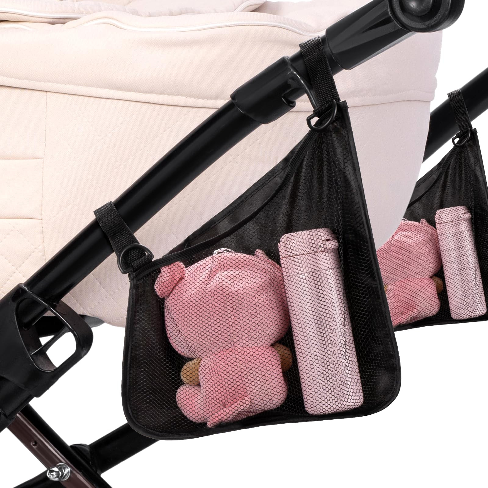 Stroller Organizer Bag - 2 Pack Bike/Stroller Organizer, Hook & Loop Easy Attach - Mesh Design, N... | Amazon (US)