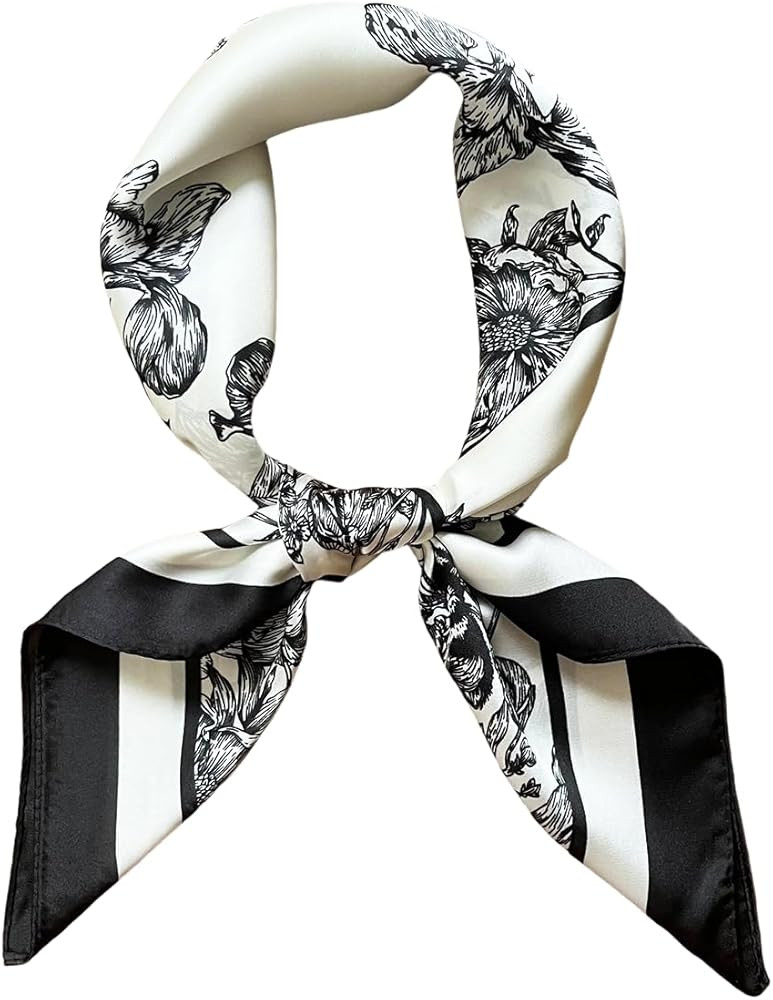 FONYVE Silk Feeling Scarf Medium Square Satin Head Scarf for Women 27.5 × 27.5 inches | Amazon (US)