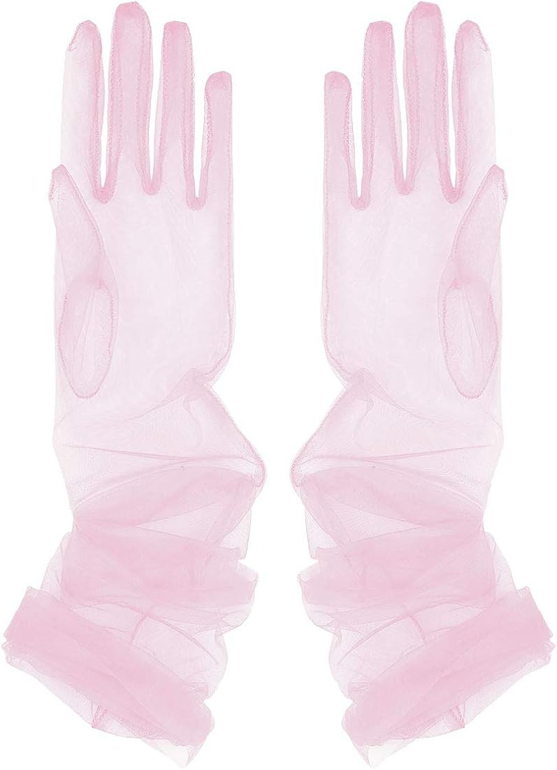 Aniler Women's 27'' Long Tulle Gloves Sheer Wedding Bridal Gloves Elbow Length Opera Party Gloves | Amazon (US)