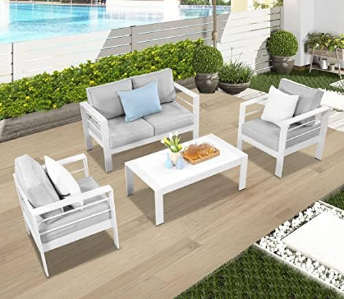Wisteria Lane Outdoor Patio Furniture Set, 4 Pieces Aluminum Sectional Sofa, Metal Patio Conversatio | Amazon (US)