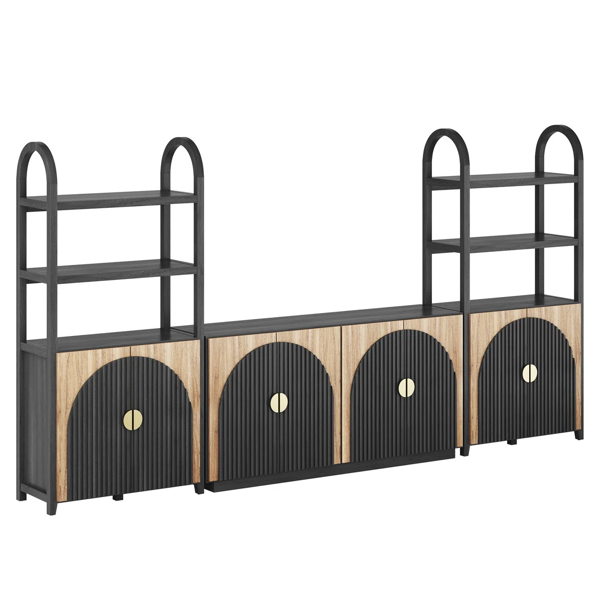 4-Piece Modular Arched TV Stand Entertainment Center Set, Mid Century Modern 2 Piece 72? Tall Sto... | Wayfair North America