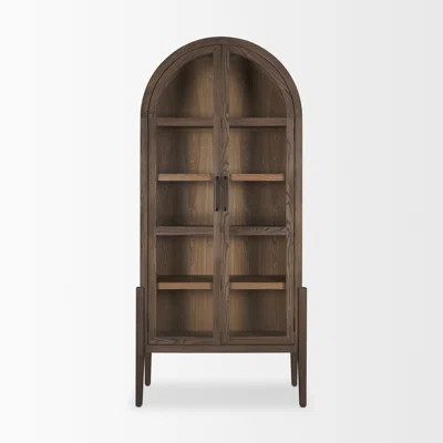 Wolfbert Two Toned Dark w/Light Wood Arched Curio Cabinet | Wayfair North America