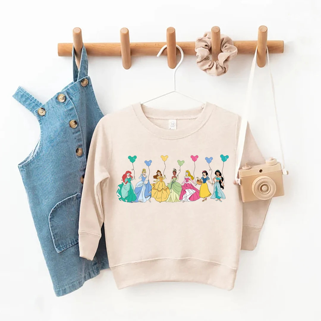 Kids Disney Princess Sweatshirt, Princess Sweatshirt, Mickey Balloons Shirt, Princess Hoodie, Gir... | Etsy (US)