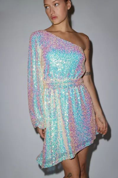 Glamorous Iridescent Sequin One Shoulder Mini Dress | Urban Outfitters (US and RoW)