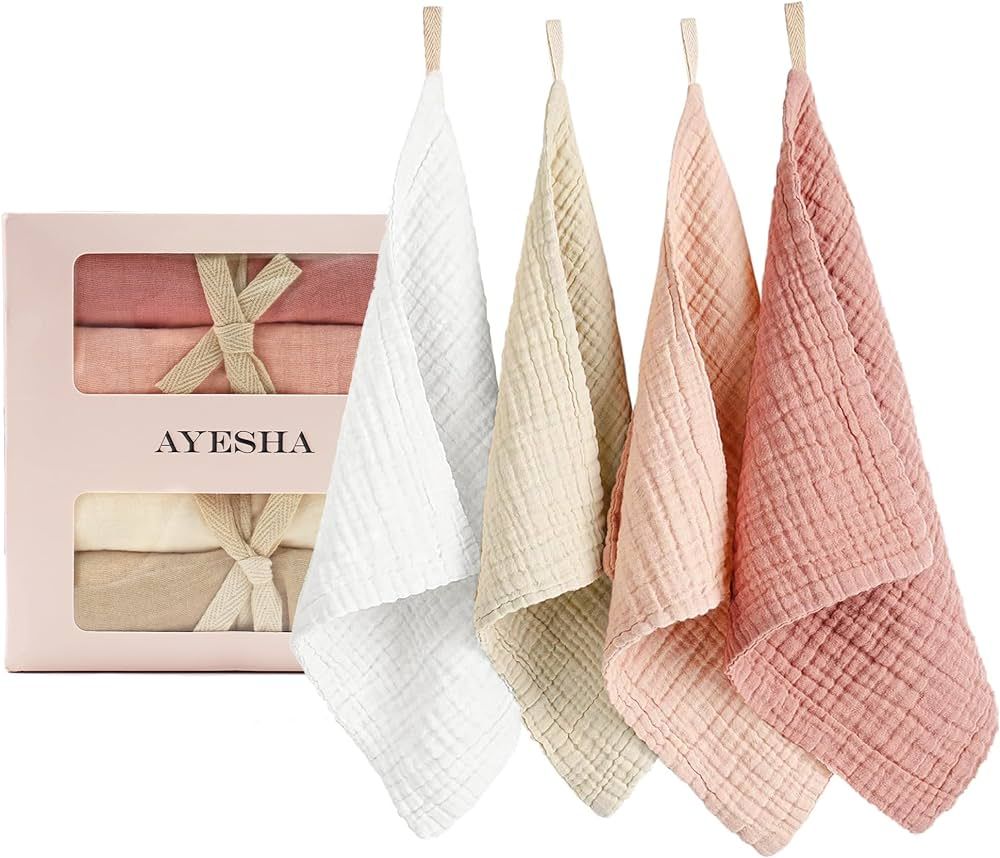 Ayesha 4 Pack Face Wash Cloths Makeup Eraser Soft Wash Cloth for Washing Face,Cotton Face Towels ... | Amazon (US)