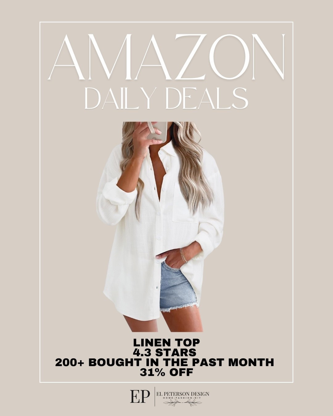 Amazon Daily deals
Linen top

#LTKSaleAlert