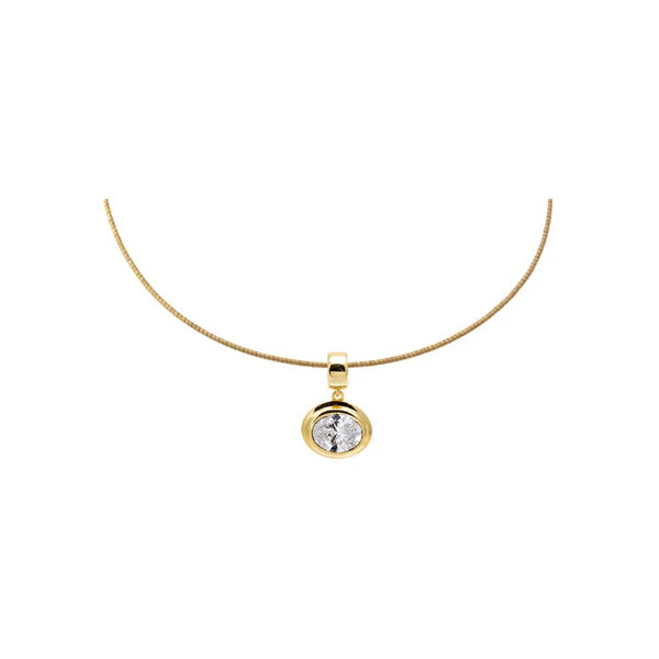 Colored CZ Oval Bezel Pendant Omega Chain Necklace | Adina Eden