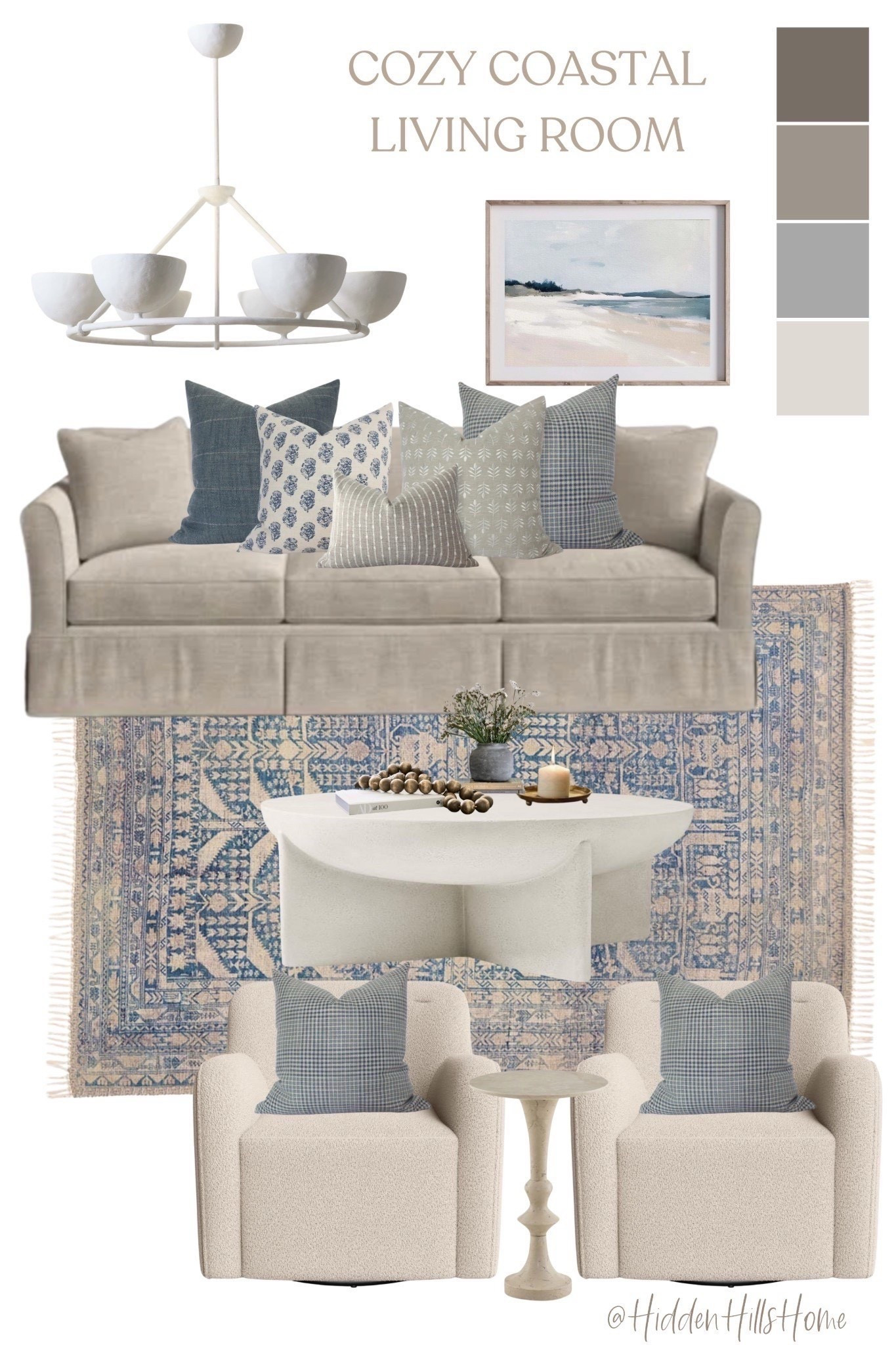 Cozy coastal living room mood board, living room design, home decor ideas, coastal living room inspiration, beach house decor, blue and taupe living room #coastal



#LTKSeasonal #LTKSaleAlert #LTKHome