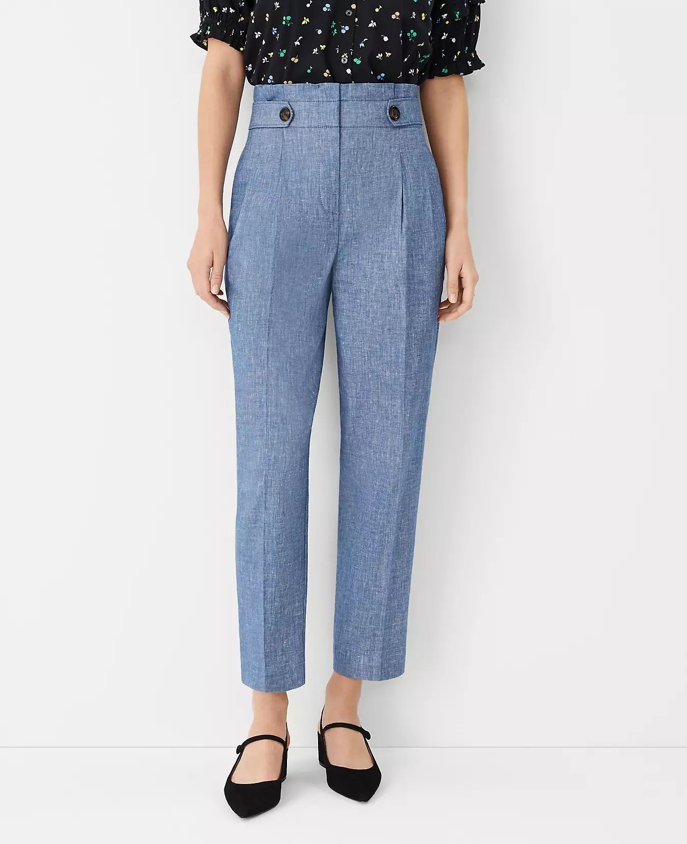 The Petite Chambray Paperbag Ankle Pant | Ann Taylor | Ann Taylor (US)