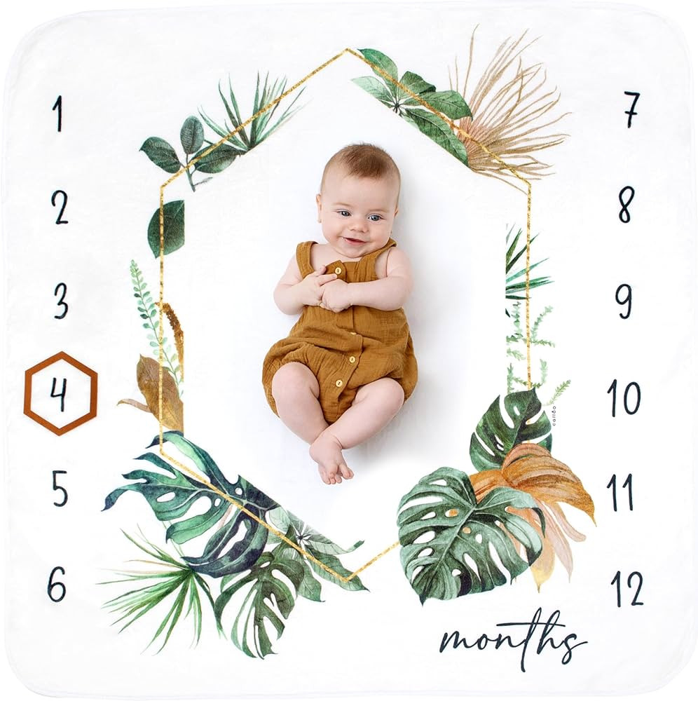 Baby Monthly Milestone Blanket for Baby Boy - - Extra Cosy 46”x46” - - Perfect Monthly Photo ... | Amazon (US)