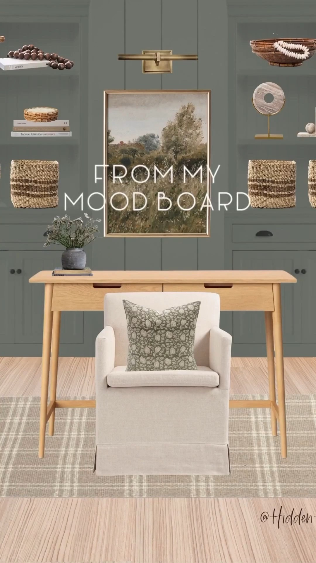 Home office decor, home office inspiration, affordable desk, office chair, shelf decor, office shelves, home decor ideas #homeoffice 
Wall color is SW Retreat
#LTKStyleTip


#LTKHome #LTKSeasonal #LTKSaleAlert