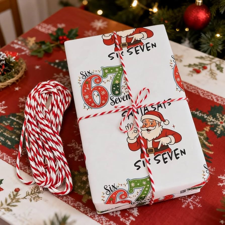 67 Christmas Wrapping Paper,67 wrapping paper,Funny Gift Idea, Holiday Wrapping Roll, Santa 67 Me... | Amazon (US)