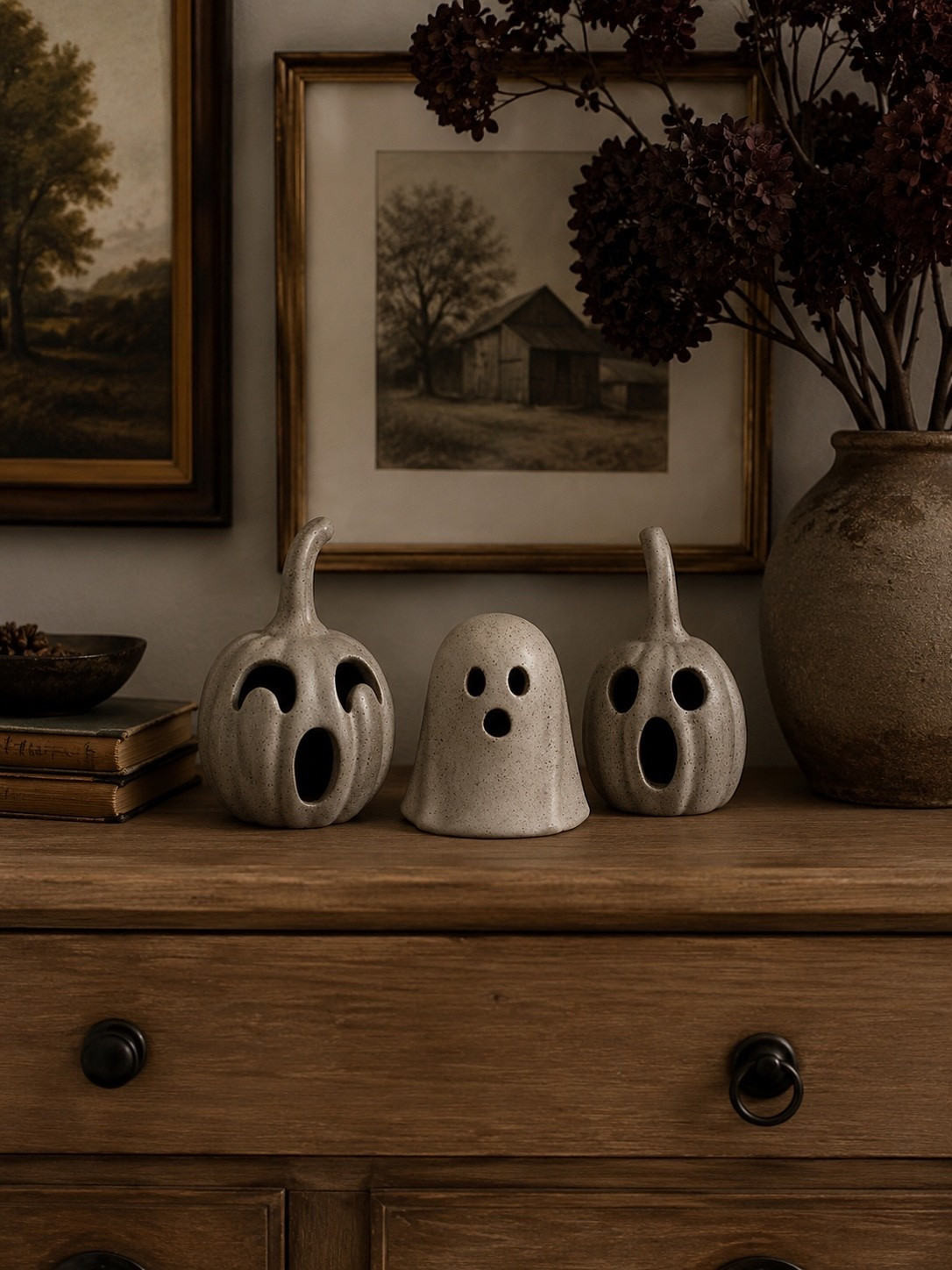 This is an AI-generated visualization that I created from my own prompt to showcase these ceramic ghost figurines on kohls.com in a styled setting. Scoop them up now while they’re on sale under $10 and save for the fall! #halloween decor

#LTKHome