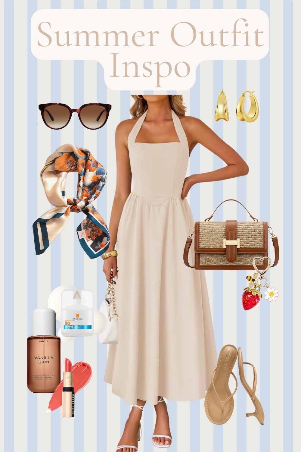Amazon summer neutral outfit idea - halter dress with silk scarf

#LTKPetite #LTKootd #LTKSeasonal