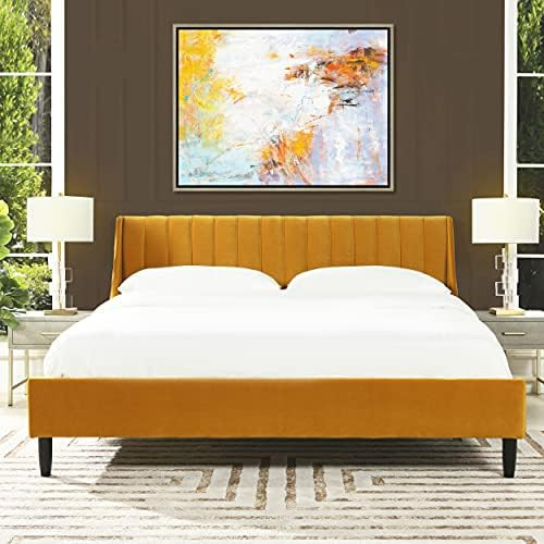 Sandy Wilson Home Aspen Vertical Tufted Modern Headboard Platform Bed Set | Amazon (US)