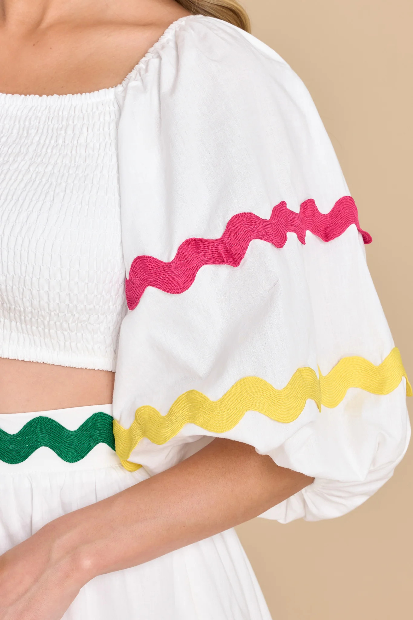 Look Again White Top | Red Dress 