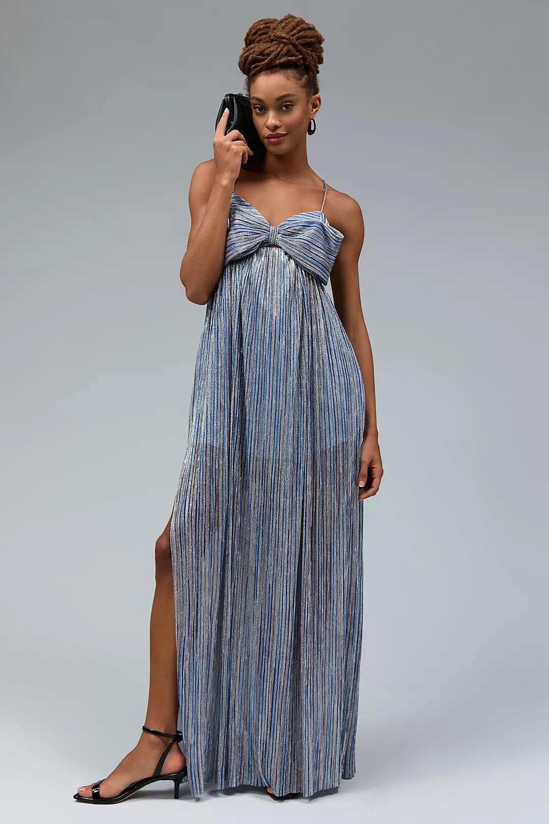 Black Halo Bow-Front Shine Dress | Anthropologie (US)