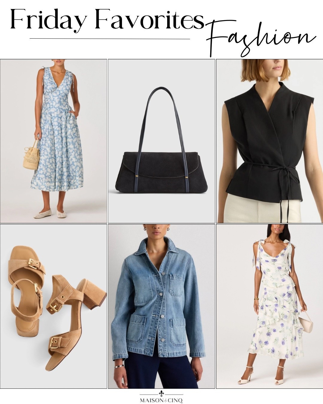 This week on Friday Favorites we’re sharing pretty spring dresses, the perfect heels, a great handbag on major sale and more!

Spring fashion, spring outfit, wedding guest dress, chore jacket, jean jacket, sandals, navy blue handbag, linen top 

#LTKOver40 #LTKSeasonal #LTKSaleAlert
