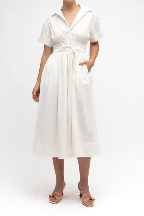 White Closet Tie Detail Shirt Dress at Nordstrom, Size 4 | Nordstrom