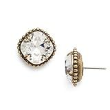 Sorrelli Essentials Cushion-Cut Solitaire Stud Earrings, Antique Gold Finish, Crystal, EBX010AGCRY,  | Amazon (US)