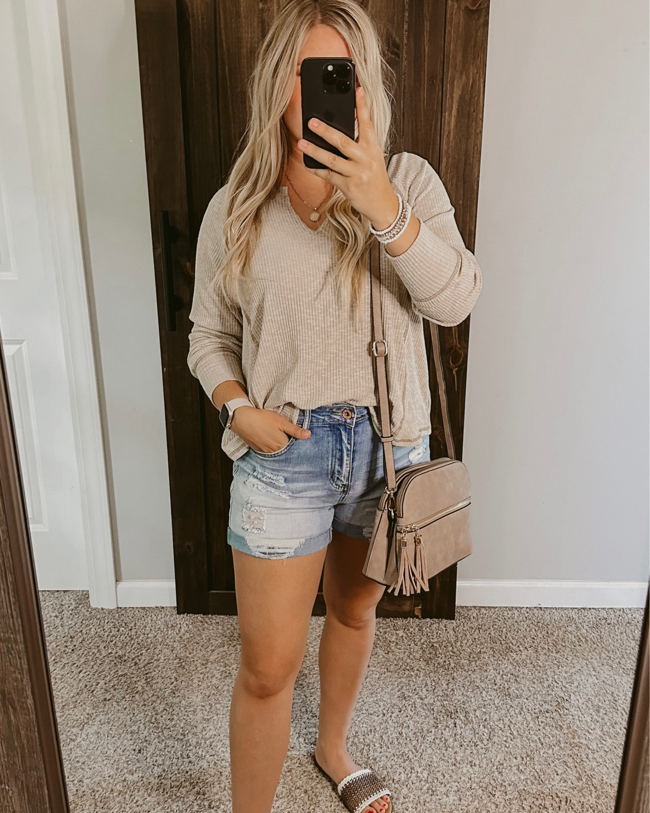 Summer Transition Outfit 

Wearing size medium in top and shorts — 5’3” 153lbs for reference 

Summer to Fall Outfit | Distressed Shorts | Amazon Shorts | High Waisted Shorts | Casual Outfit | Pink Lily Top | Walmart Sandals | Crossbody Purse | Neutral Outfit | Fall Outfit | Summer Outfit | Stacked Bracelets 

#LTKunder50 #LTKstyletip #LTKFind