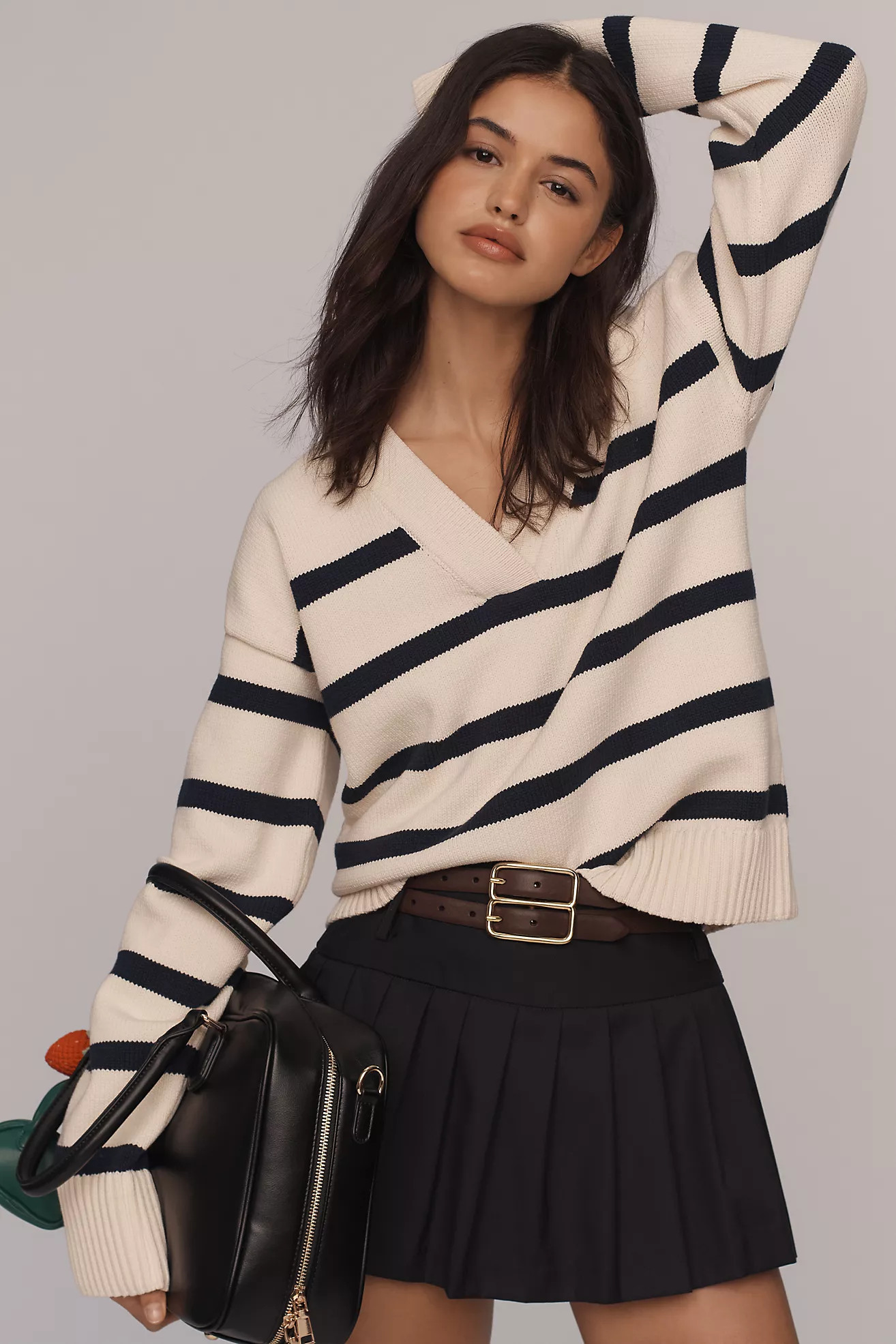 English Factory V-Neck Striped Sweater | Anthropologie (US)