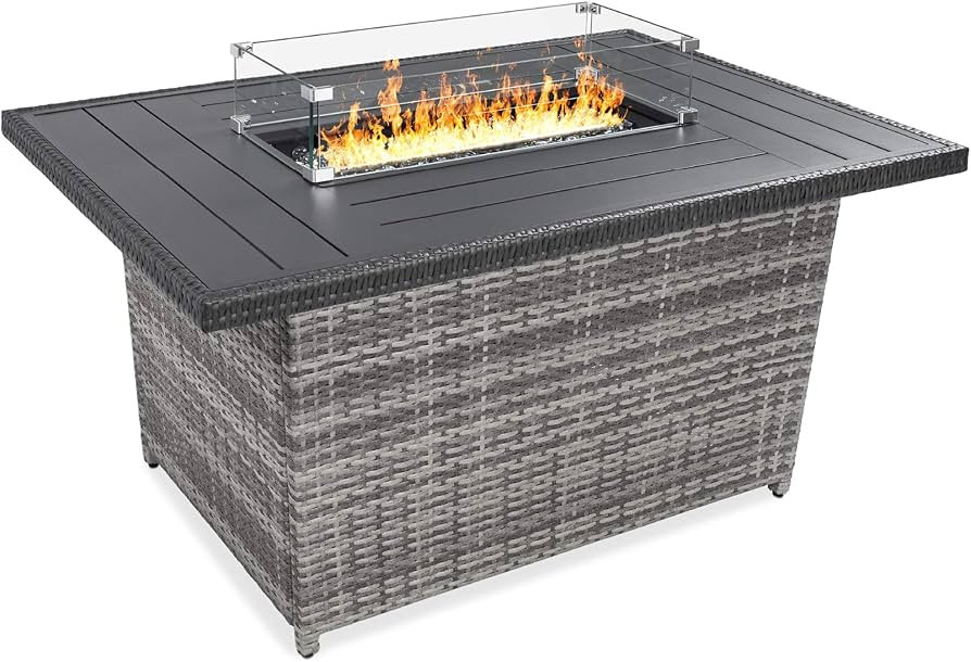 Best Choice Products 52in 50,000 BTU Outdoor Wicker Patio Propane Gas Fire Pit Table w/Aluminum T... | Amazon (US)